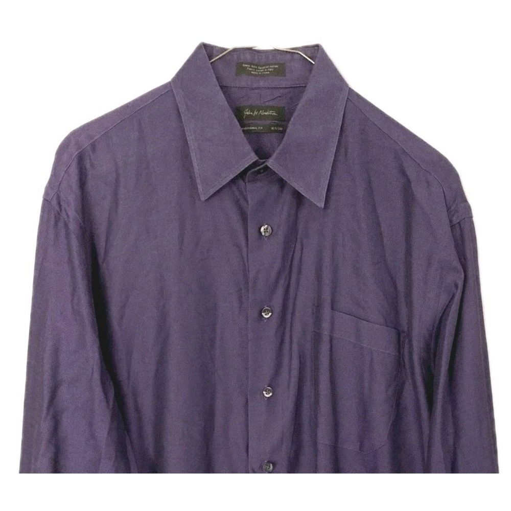 John W. Nordstrom Shirt Men 16.5 (32/33) Purple Dress Egyptian Cotton Twill EUC